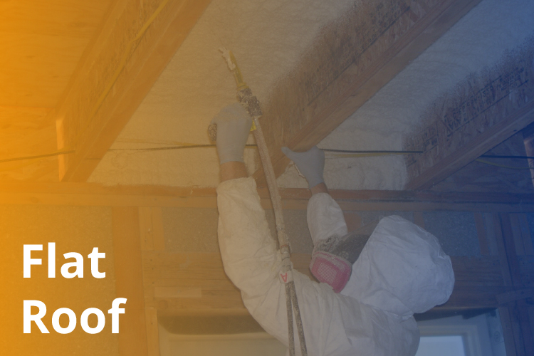 a person in a white suit insulating a ceiling